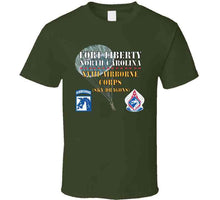 Load image into Gallery viewer, Army - Fort Liberty North Carolina - Xviii Airborne Corps (sky Dragons) - Ssi - Dui Wo Star W Parachute X 300 T Shirt
