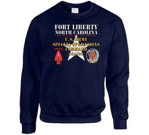 Army - Fort Liberty North Carolina - Us Army Special Operations Command (usasoc) - Ssi - Dui W Star X 300 T Shirt