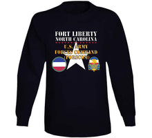 Load image into Gallery viewer, Army - Fort Liberty North Carolina - Us Army Forces Command (forscom) Ssi - Dui X 300 T Shirt
