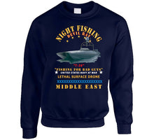 Load image into Gallery viewer, Navy - T-38 - Devil Ray - Night Fishing For Bad Guys - Middle East X 300 T Shirt
