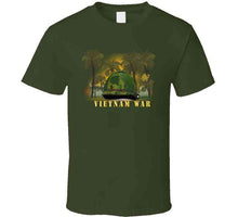 Load image into Gallery viewer, Vietnam Era Helmet Cover - Band - Front - War Is Hell W Jungle - Fire W Txt X 300  Classic T Shirt, Crewneck Sweatshirt, Hoodie, Long Sleeve
