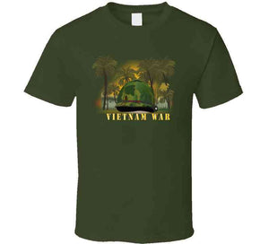 Vietnam Era Helmet Cover - Band - Front - War Is Hell W Jungle - Fire W Txt X 300  Classic T Shirt, Crewneck Sweatshirt, Hoodie, Long Sleeve