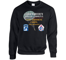 Load image into Gallery viewer, Army - Fort Liberty North Carolina - Xviii Airborne Corps (sky Dragons) - Ssi - Dui Wo Star W Parachute X 300 T Shirt
