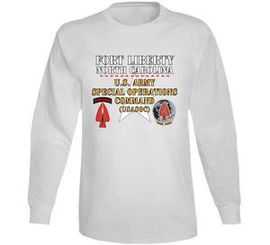 Army - Fort Liberty North Carolina - Us Army Special Operations Command (usasoc) - Ssi - Dui W Star X 300 T Shirt