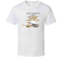 Load image into Gallery viewer, Army - Fort Cavazos Texas With White Star 1st Cav W M1abrams, Bradley, M109 Firing X 300 T Shirt
