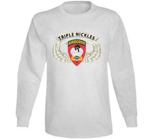 Army - Airborne Badge - 555th Parachute Infantry Bn - Ssi W  Triple Nickles Tab X 300 Classic T Shirt, Crewneck Sweatshirt, Hoodie, Long Sleeve