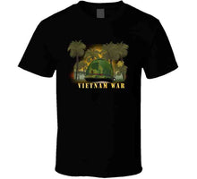 Load image into Gallery viewer, Vietnam Era Helmet Cover - Band - Front - War Is Hell W Jungle - Fire W Txt X 300  Classic T Shirt, Crewneck Sweatshirt, Hoodie, Long Sleeve
