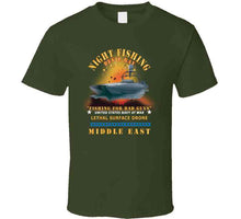 Load image into Gallery viewer, Navy - T-38 - Devil Ray - Night Fishing For Bad Guys - Middle East W Fire X 300 T Shirt
