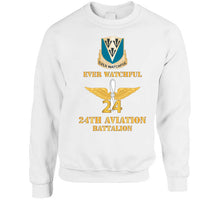 Load image into Gallery viewer, Army - 24th Aviation Battalion - Dui - Ever Watchful W Br - 24 Bn Number X 300 T Shirt
