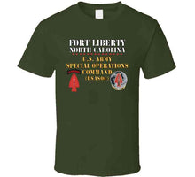 Load image into Gallery viewer, Army - Fort Liberty North Carolina - Us Army Special Operations Command (usasoc) - Ssi - Dui X 300 T Shirt
