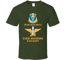Load image into Gallery viewer, Army - 24th Aviation Battalion - Dui - Ever Watchful W Br - 24 Bn Number X 300 T Shirt
