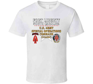 Army - Fort Liberty North Carolina - Us Army Special Operations Command (usasoc) - Ssi - Dui W Star X 300 T Shirt