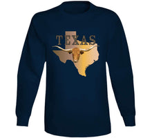 Load image into Gallery viewer, Texas - Rattler Skin -texas State Map W Longhorn  - Classic T Shirt, Crewneck Sweatshirt, Hoodie, Long Sleeve
