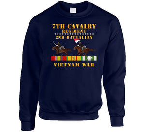 Army - 2nd Battalion,  7th Cavalry Regiment - Vietnam War Wt 2 Cav Riders And Vn Svc X 300 Classic T Shirt, Crewneck Sweatshirt, Hoodie, Long Sleeve