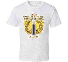Load image into Gallery viewer, Army - Emblem - Warrant Officer 5 - Cw5 W Eagle - Combat Veteran T Shirt
