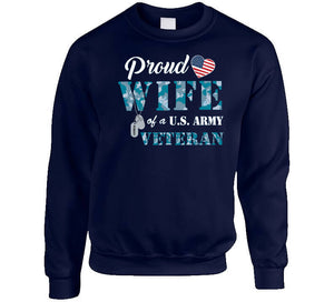 Proud Wife Of A Us Army Veteran Navy Camo W White Txt X 300 T Shirt