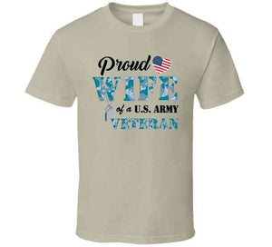 Proud Wife Of A Us Army Veteran Navy Camo W Black Txt X 300 T Shirt