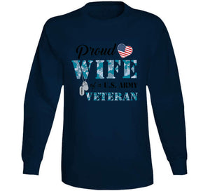 Proud Wife Of A Us Army Veteran Navy Camo W Black Txt X 300 T Shirt