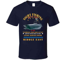 Load image into Gallery viewer, Navy - T-38 - Devil Ray - Night Fishing For Bad Guys - Middle East X 300 T Shirt
