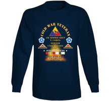 Load image into Gallery viewer, Cold War Vet -  4th Armored Group - Frankfurt Germany W Fire - V Corps, 7th Us Army Ssi W Dui - Cold X 300 T Shirt

