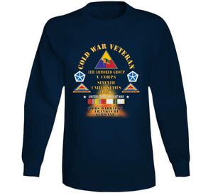 Cold War Vet -  4th Armored Group - Frankfurt Germany W Fire - V Corps, 7th Us Army Ssi W Dui - Cold X 300 T Shirt