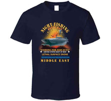 Load image into Gallery viewer, Navy - T-38 - Devil Ray - Night Fishing For Bad Guys - Middle East W Fire X 300 T Shirt
