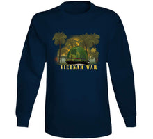 Load image into Gallery viewer, Vietnam Era Helmet Cover - Band - Front - War Is Hell W Jungle - Fire W Txt X 300  Classic T Shirt, Crewneck Sweatshirt, Hoodie, Long Sleeve
