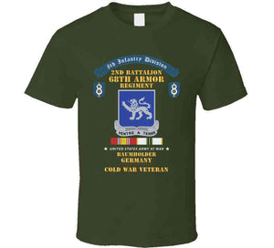 8th Infantry Division Scroll - 2nd Bn 68th Armor Regiment - Baumholder Germany - Cold War Vet W Cold Svc X 300 T Shirt