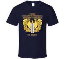 Load image into Gallery viewer, Army - Emblem - Warrant Officer 5 - Cw5 W Eagle - Combat Veteran T Shirt
