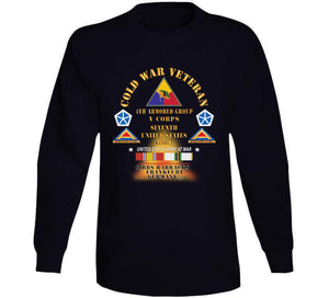 Cold War Vet -  4th Armored Group - Frankfurt Germany W Fire - V Corps, 7th Us Army Ssi W Dui - Cold X 300 T Shirt