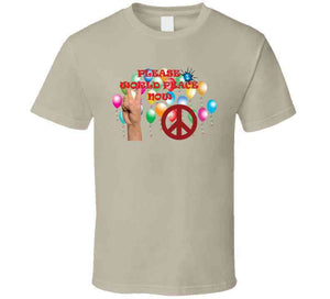Army - Please World Peace Now W Peace Sign, Hand - Balloons X 300 Classic T Shirt, Crewneck Sweatshirt, Hoodie, Long Sleeve