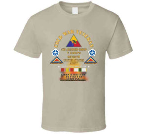 Cold War Vet -  4th Armored Group - Frankfurt Germany W Fire - V Corps, 7th Us Army Ssi W Dui - Cold X 300 T Shirt