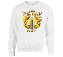 Load image into Gallery viewer, Army - Emblem - Warrant Officer 5 - Cw5 W Eagle - Combat Veteran T Shirt
