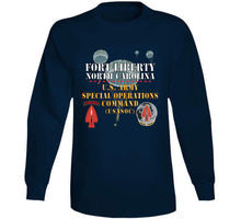 Load image into Gallery viewer, Army - Fort Liberty North Carolina - Us Army Special Operations Command (usasoc) - Ssi - Dui W 3 Parachutes X 300 T Shirt
