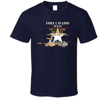 Load image into Gallery viewer, Army - Fort Cavazos Texas With White Star 1st Cav W M1abrams, Bradley, M109 Firing X 300 T Shirt
