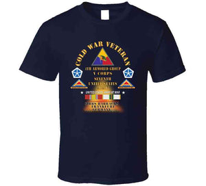 Cold War Vet -  4th Armored Group - Frankfurt Germany W Fire - V Corps, 7th Us Army Ssi W Dui - Cold X 300 T Shirt