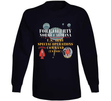 Load image into Gallery viewer, Army - Fort Liberty North Carolina - Us Army Special Operations Command (usasoc) - Ssi - Dui W 3 Parachutes X 300 T Shirt

