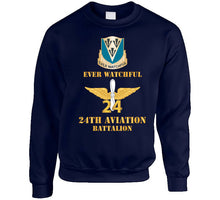 Load image into Gallery viewer, Army - 24th Aviation Battalion - Dui - Ever Watchful W Br - 24 Bn Number X 300 T Shirt

