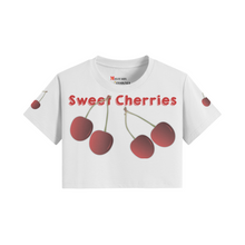 Load image into Gallery viewer, Women&#39;s Crop Top T-shirt - Sweet Cherries!
