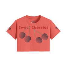 Load image into Gallery viewer, Women&#39;s Crop Top T-shirt - Sweet Cherries!
