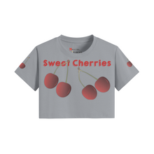 Load image into Gallery viewer, Women&#39;s Crop Top T-shirt - Sweet Cherries!
