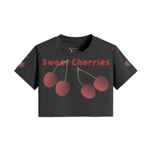 Load image into Gallery viewer, Women&#39;s Crop Top T-shirt - Sweet Cherries!
