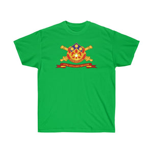 Unisex Ultra Cotton Tee - Army - 57th Artillery Brigade - Distinctive Unit Insignia (DUI) with Artillery Branch and Ribbon - American Patriot