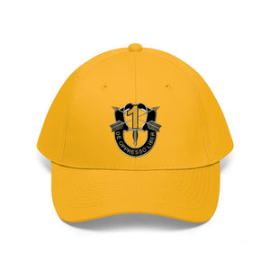 Unisex Twill Hat - 1st Special Forces Group (SFG) (Airborne) Crest YELLOW  "1" - Direct to Garment (DTG) - Printed