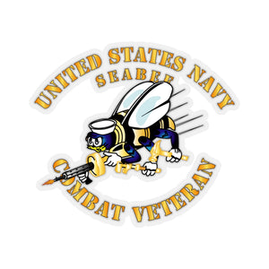 Kiss-Cut Stickers - Navy - Seabee - Combat Veteran - No Shadow