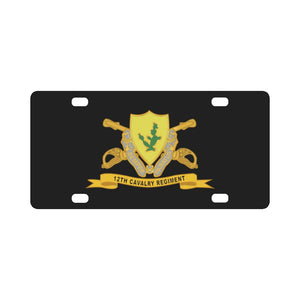 Army - 12th Cavalry Regiment w Br - Ribbon Classic License Plate