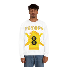 Load image into Gallery viewer, Unisex Heavy Blend Crewneck Sweatshirt - Army - PSYOPS w Branch Insignia - 8th Battalion Numeral - Line X 300 - Hat
