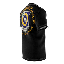 Load image into Gallery viewer, Unisex AOP Cut &amp; Sew Tee - 1st Battalion, 41st Infantry regiment (Pocket Area), 41st Infantry Regiment Unit Crest on Back
