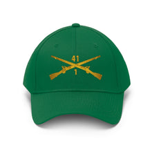 Load image into Gallery viewer, Unisex Twill Hat - 1st Battalion, 41st Infantry Regiment with Infantry Branch without Text - Direct to Garment (DTG) - Printed
