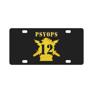 Army - PSYOPS w Branch Insignia - 12th Battalion Numeral - Line X 300 - Hat Classic License Plate